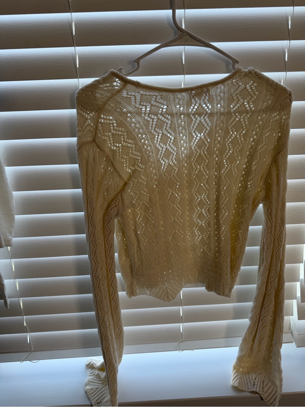 Urban Outfitters Cream Open-Knit tie front Neck Sweater